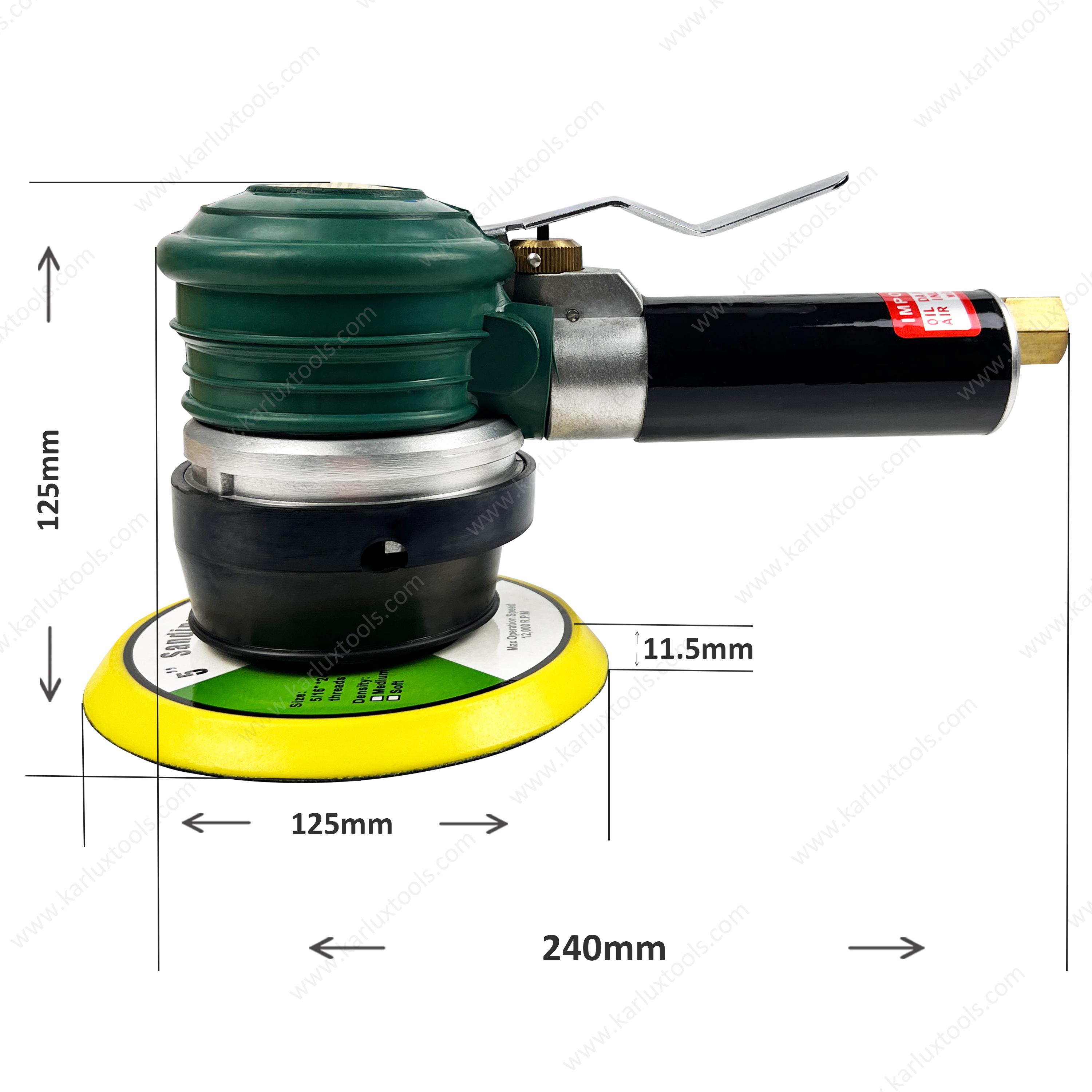 5英寸或6英寸10000rpm 10mm轨道直径伸展手柄非真空气动砂机