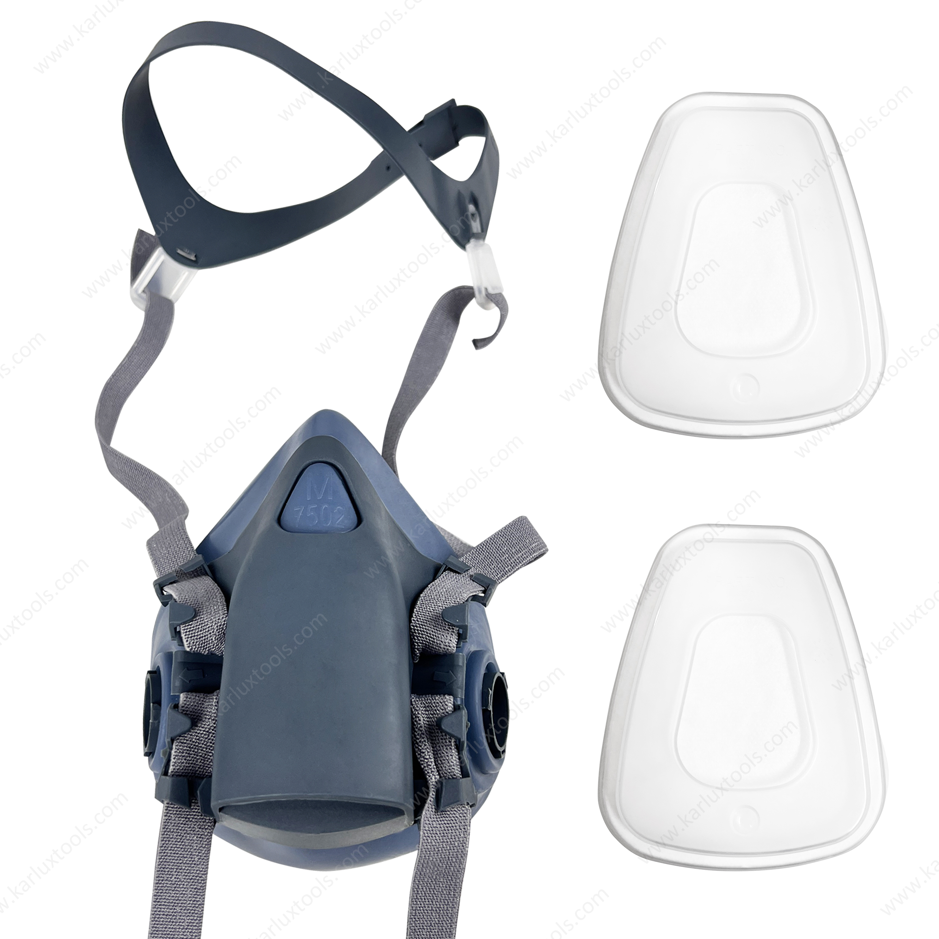 半脸防毒面具喷漆呼吸器安全套件快速闩锁呼吸器，可更换过滤器