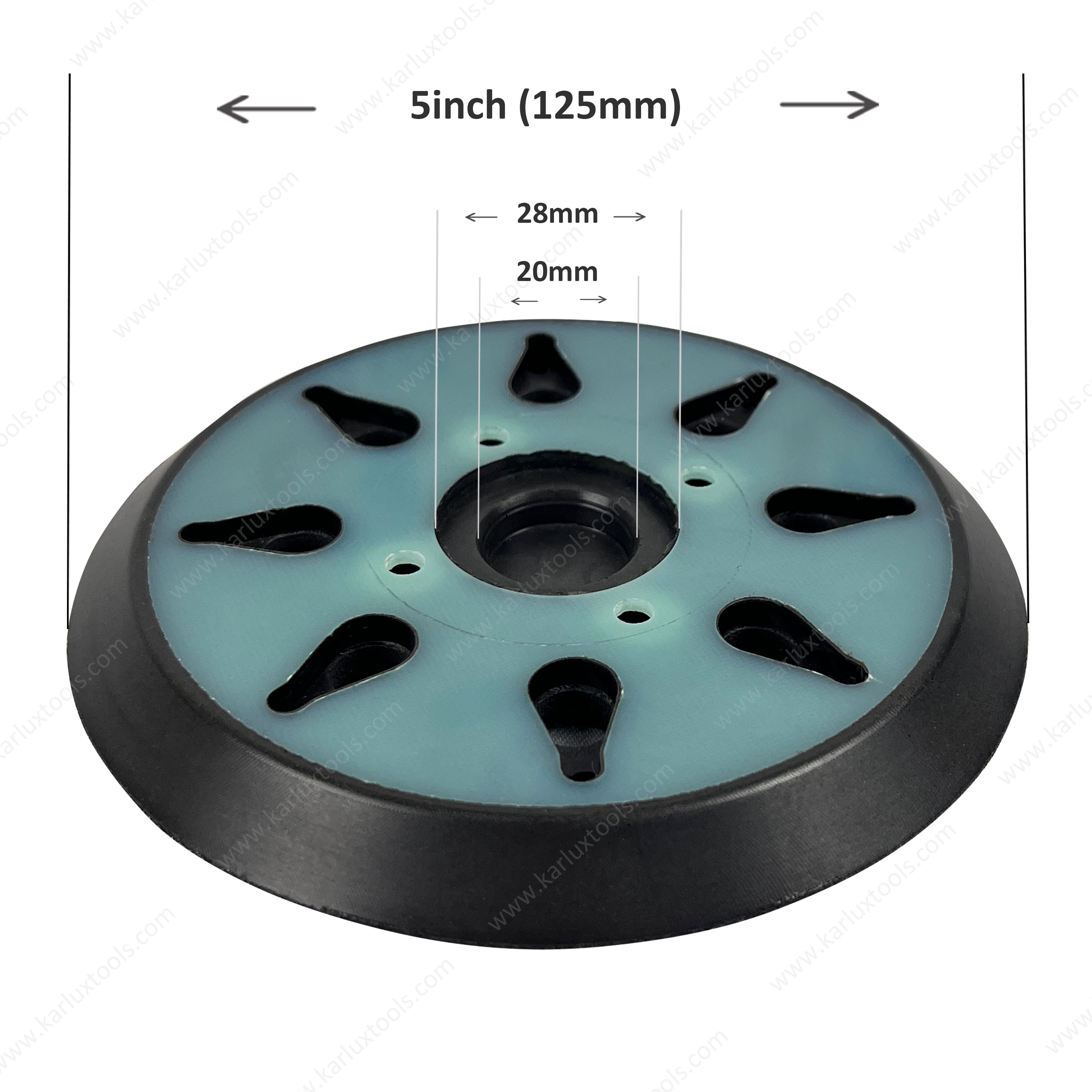 5 英寸（125 毫米）8+4 孔圆形黑色 PU 钩环背垫砂光机背垫替换垫打磨垫用于抛光抛光砂光机