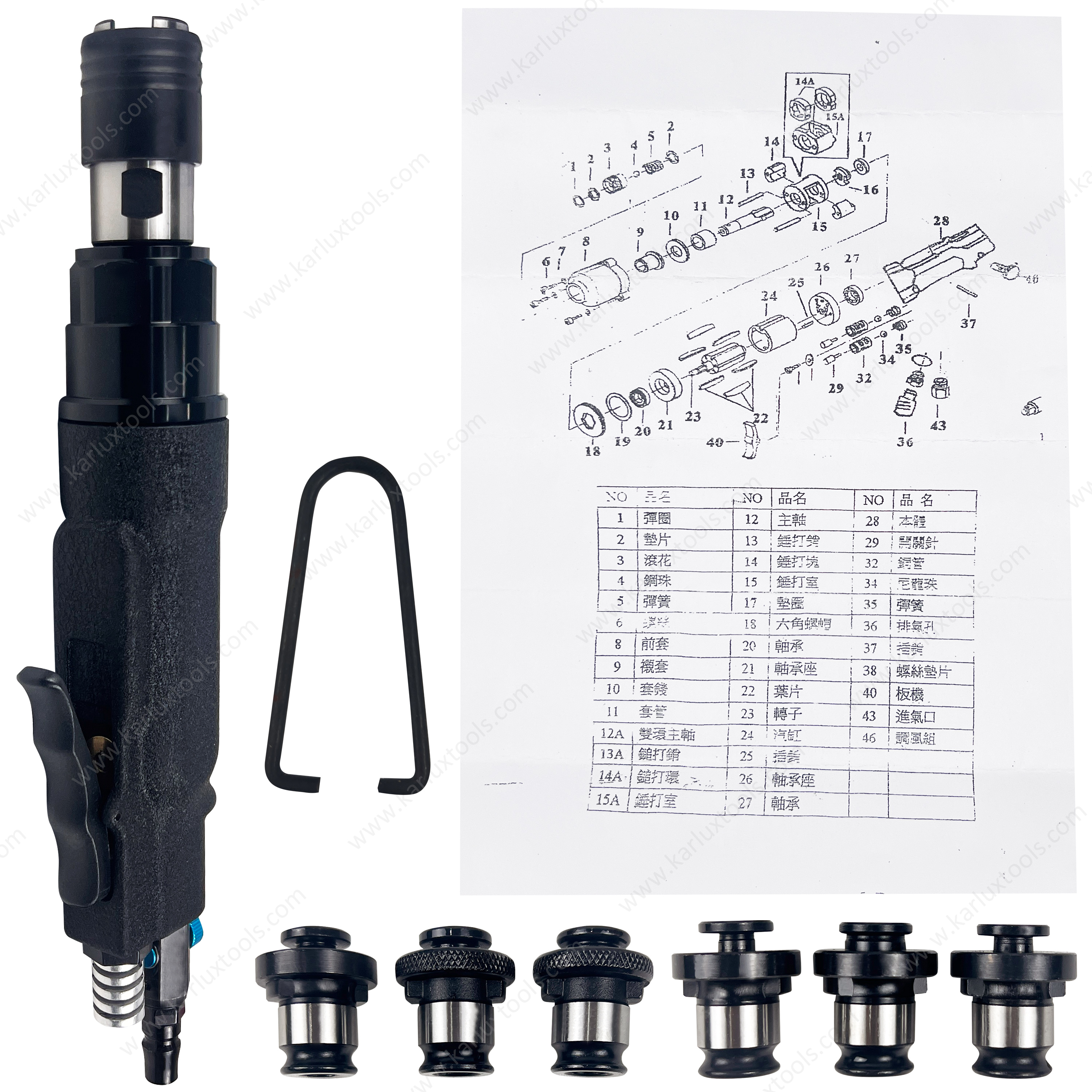 400RPM 直式气动螺纹攻牙机，带 M3-M12/M14-M20 喷嘴工业用空气攻丝机