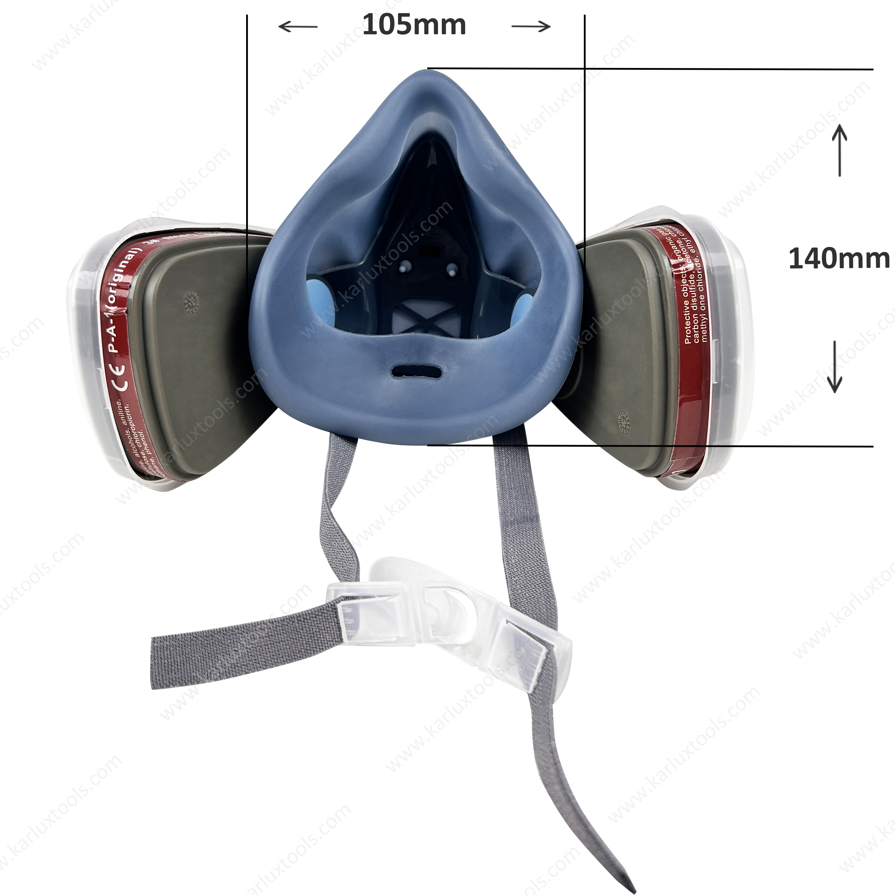 半脸防毒面具喷漆呼吸器安全套件快速闩锁呼吸器，可更换过滤器
