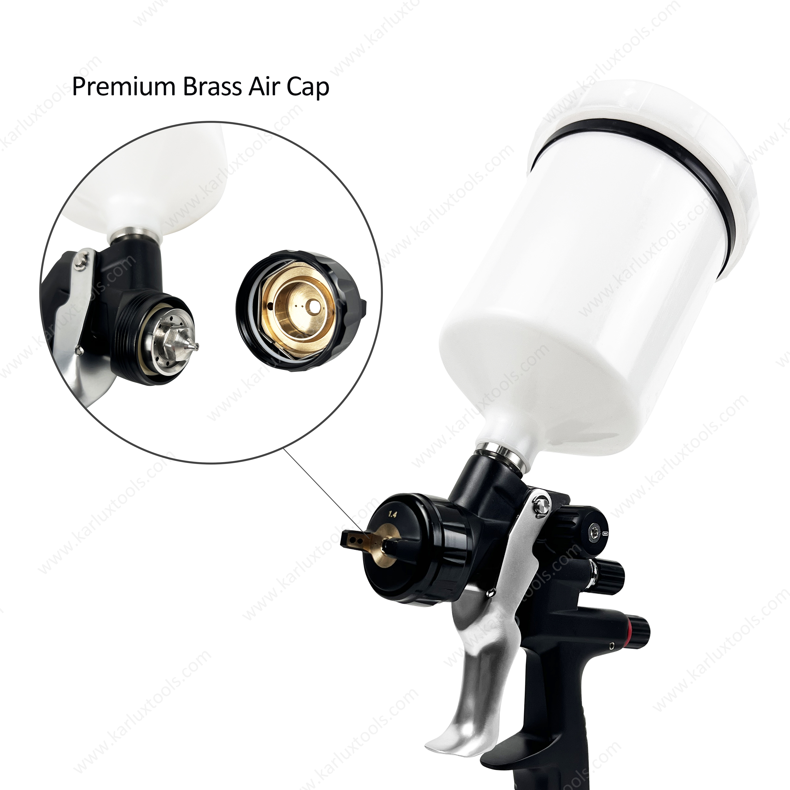 600ml HVLP LVMP 1.2,1.3,1.4mm铝合金枪支车身工业级汽车气动油漆喷雾器气动喷枪