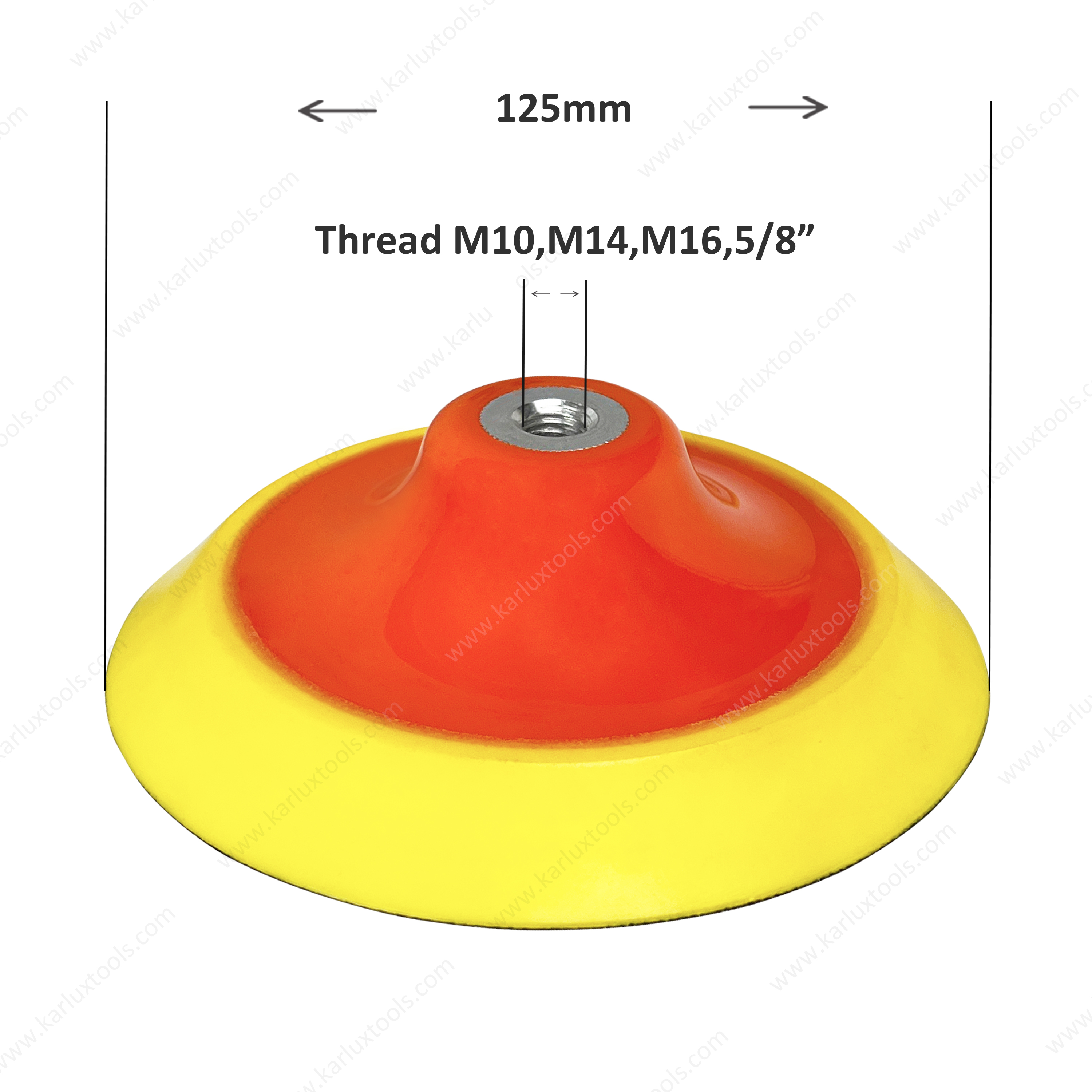 5英寸125毫米线M10，M14，M16或5/8 “旋转抛光机的挂钩和环路橡胶背板抛光板抛光盘 S