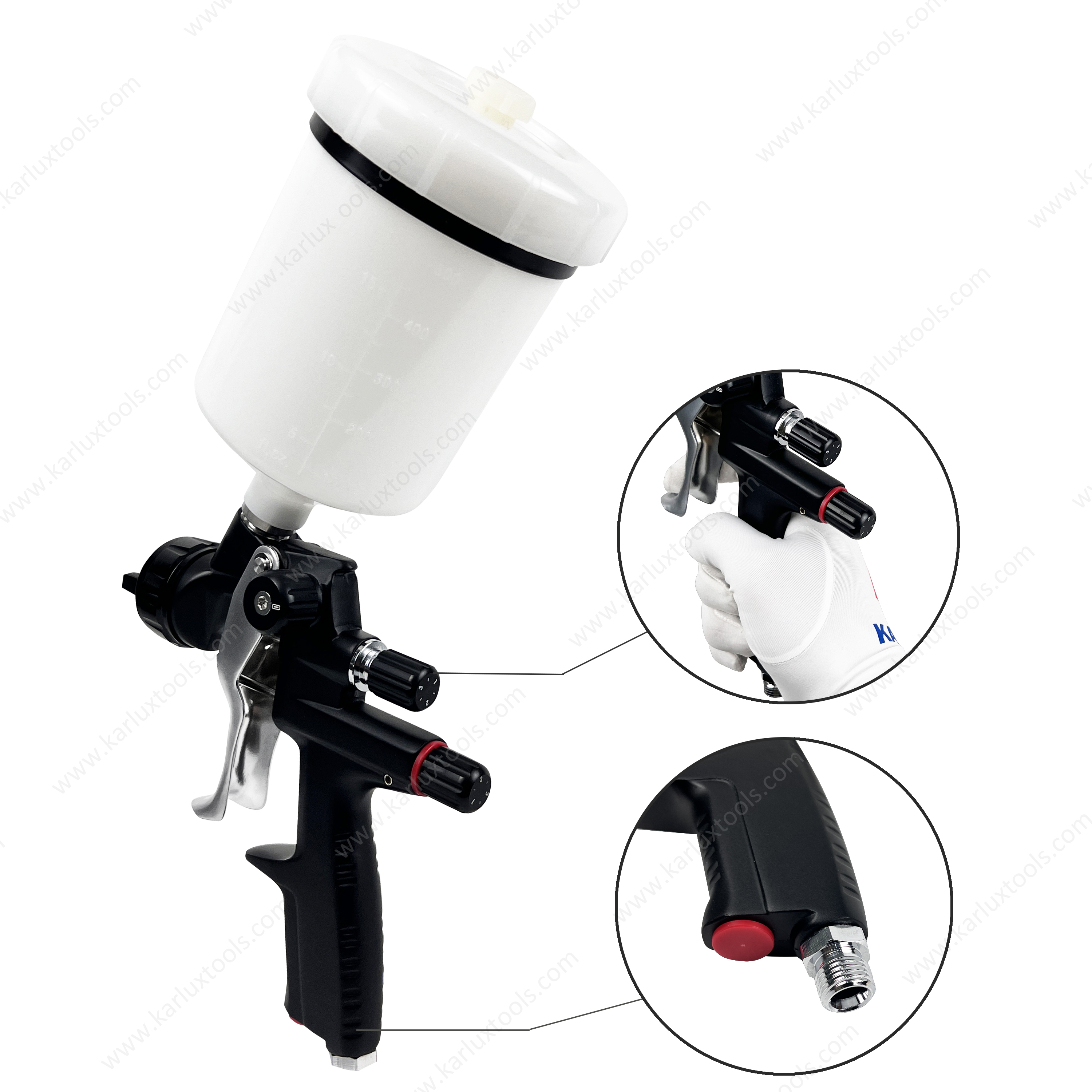600ml HVLP LVMP 1.2,1.3,1.4mm铝合金枪支车身工业级汽车气动油漆喷雾器气动喷枪