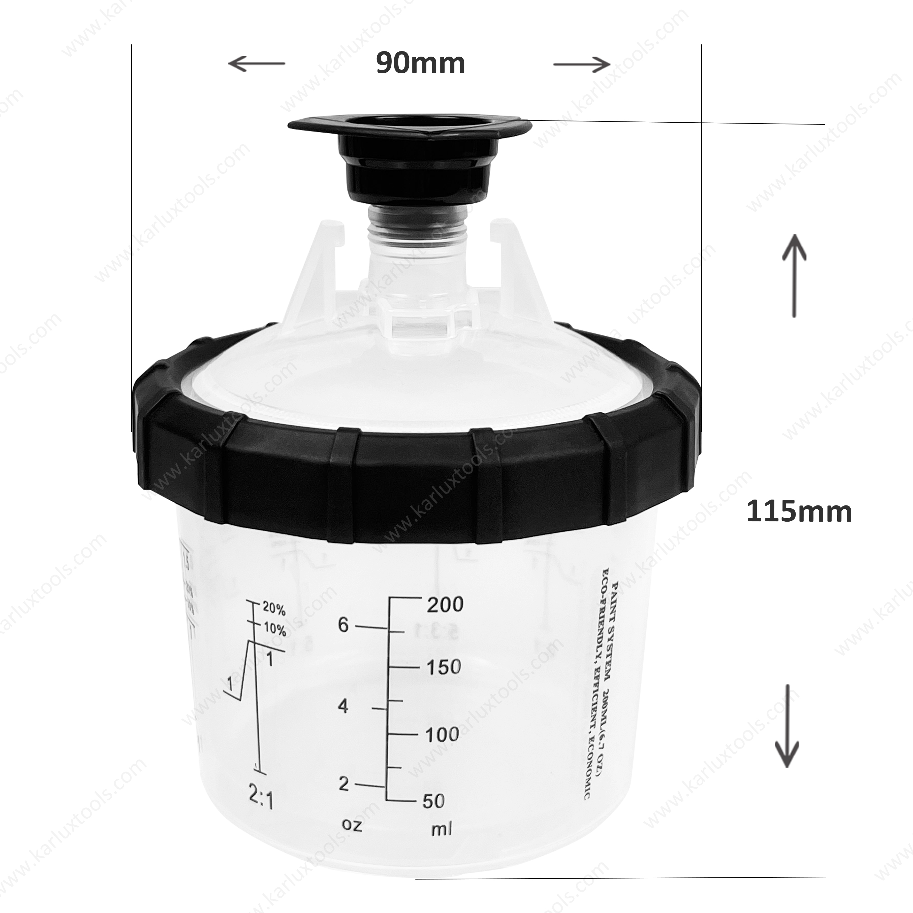 200 毫升油漆喷雾器杯塑料油漆喷枪杯带 125 麦克风或 190 麦克风过滤油漆杯