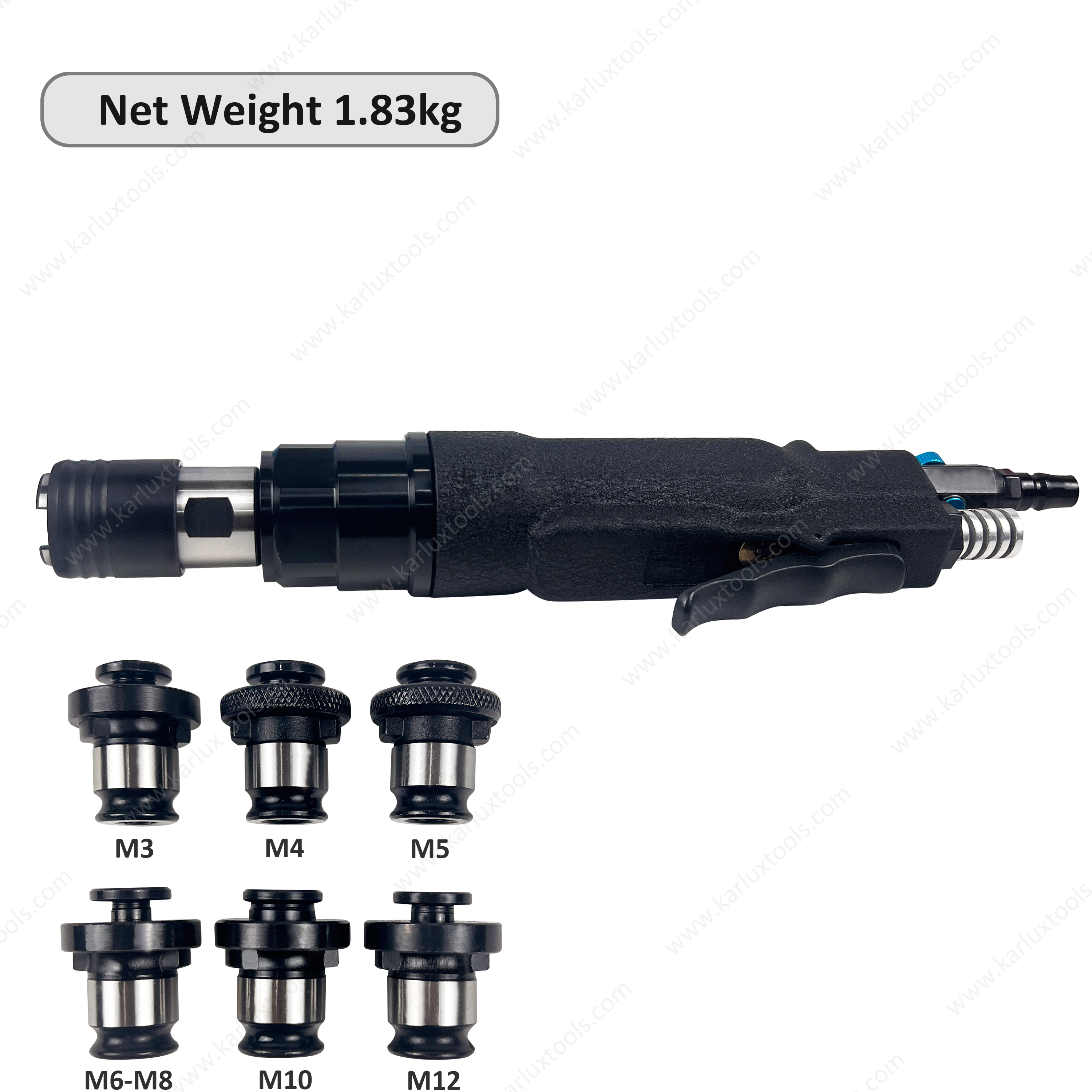 400RPM 直式气动螺纹攻牙机，带 M3-M12/M14-M20 喷嘴工业用空气攻丝机