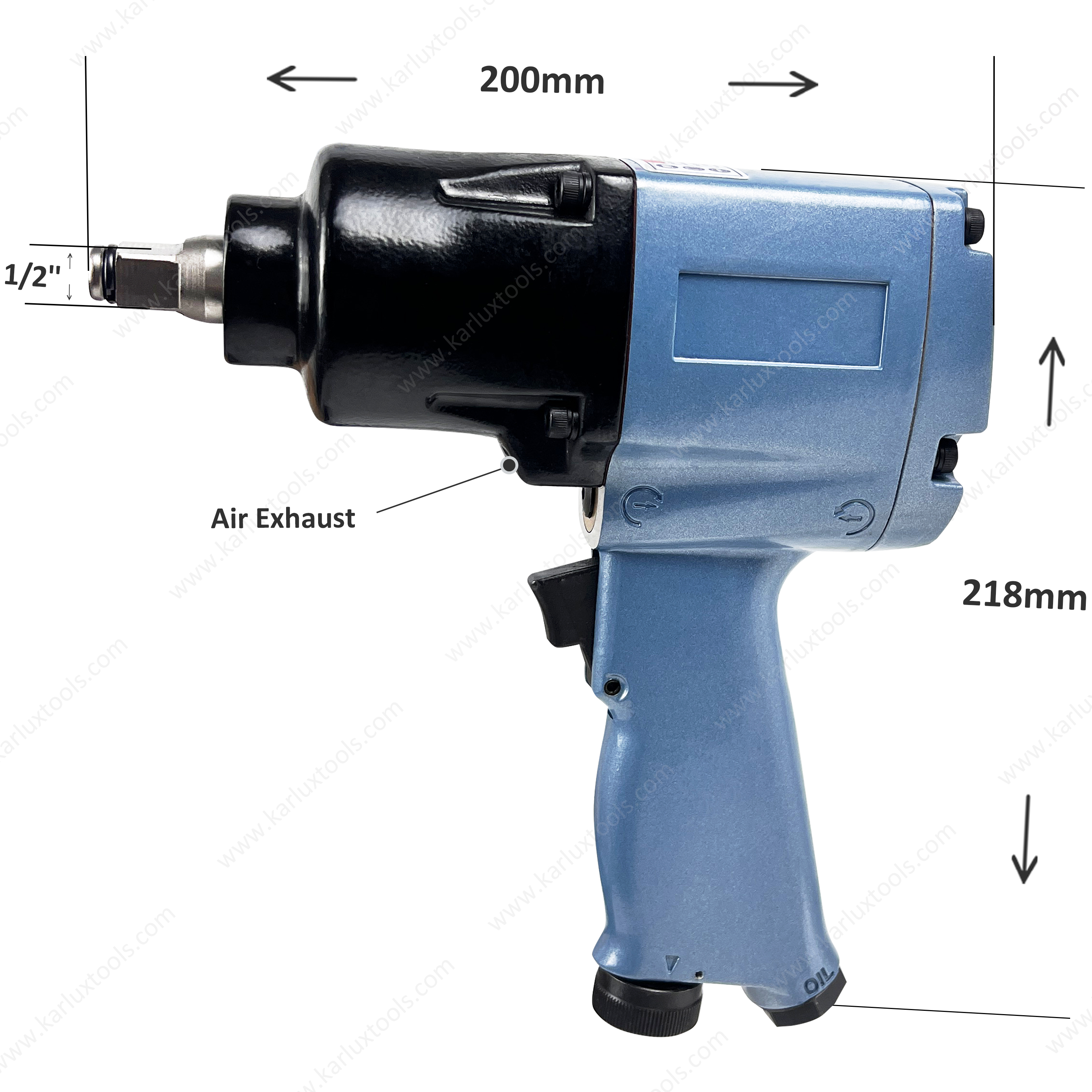 8000rpm Square Drive 1/2英寸螺栓容量M27活塞类型气动冲击扳手用于汽车维修Torqur Wrench