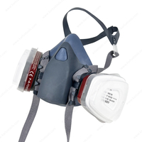 半脸防毒面具喷漆呼吸器安全套件快速闩锁呼吸器，可更换过滤器