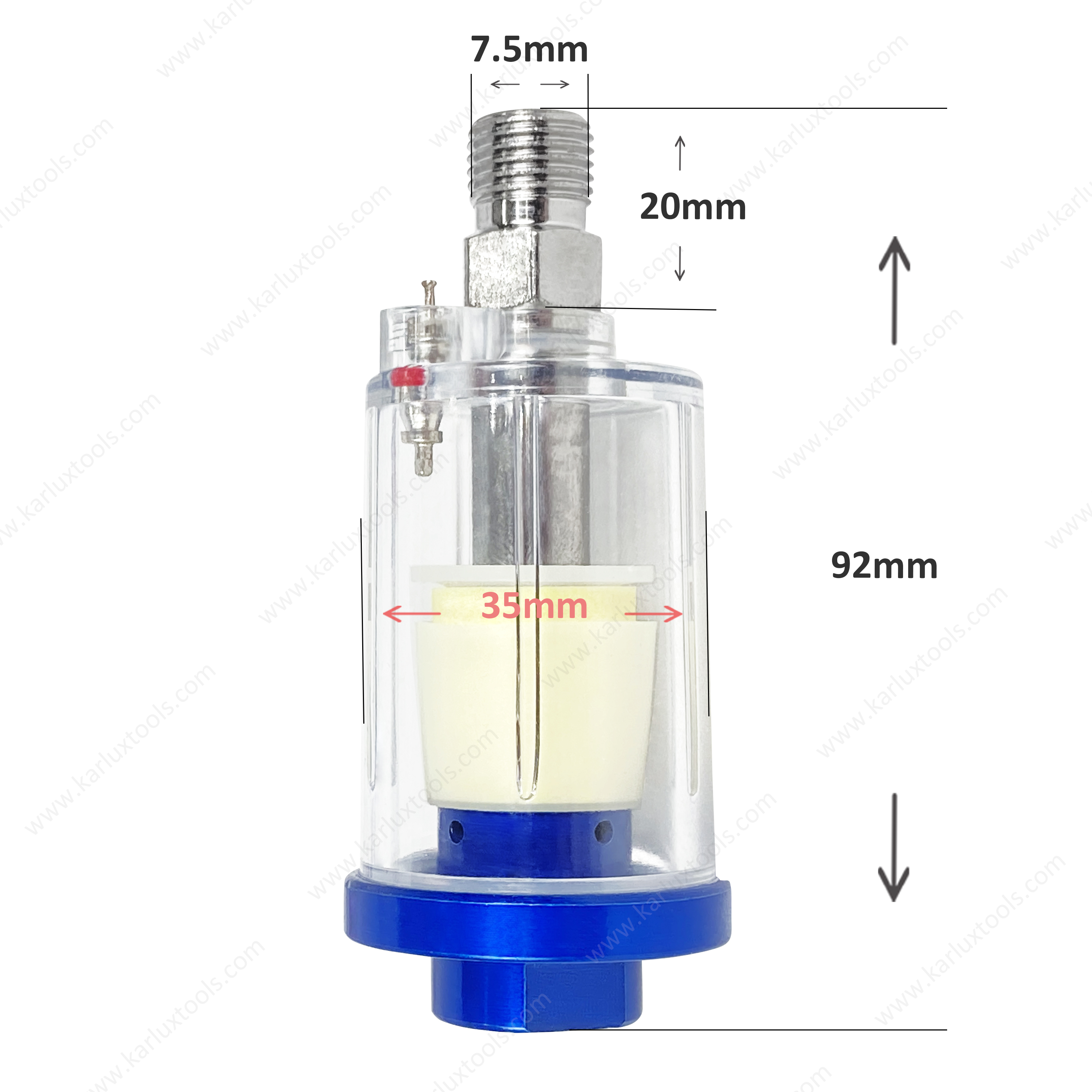 1/4'' 迷你直列式喷枪过滤器 HVLP 重力供给喷枪汽车油漆底漆-金属片状空气调节器过滤器 1/4 过滤器