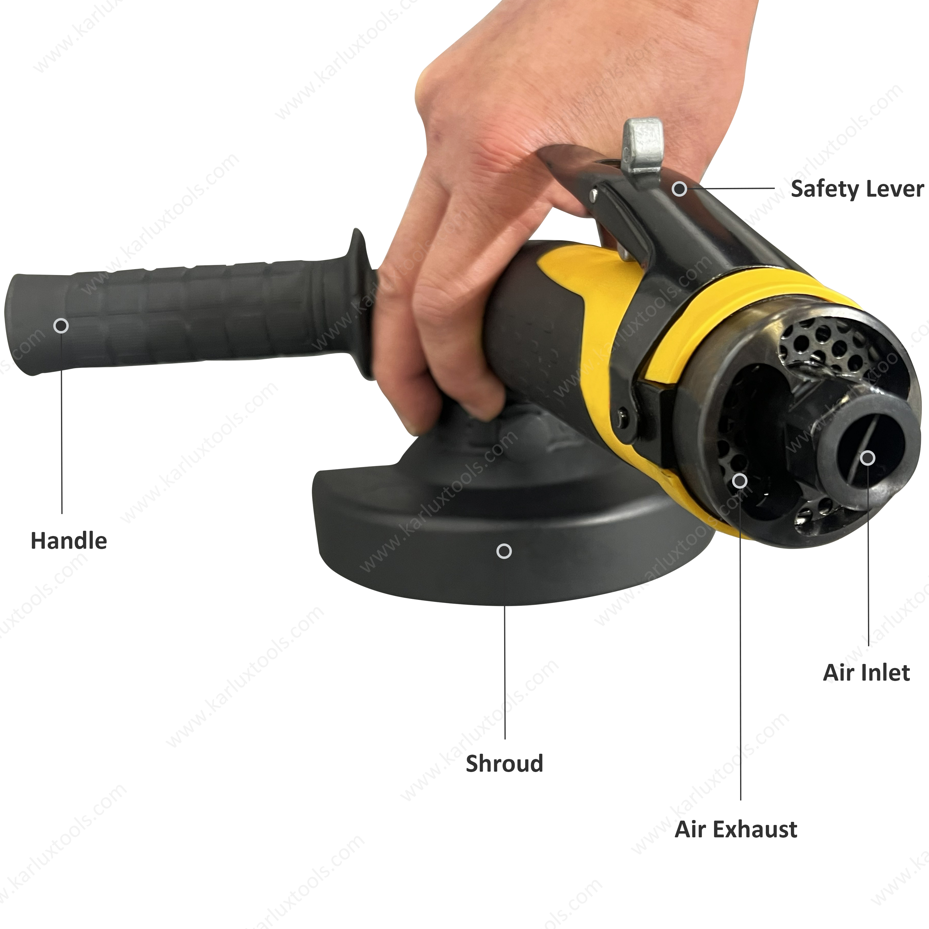 5 英寸 12000RPM 工业 气动角磨机 2.4Hp 大功率重型气动研磨工具手持式风动盘磨机