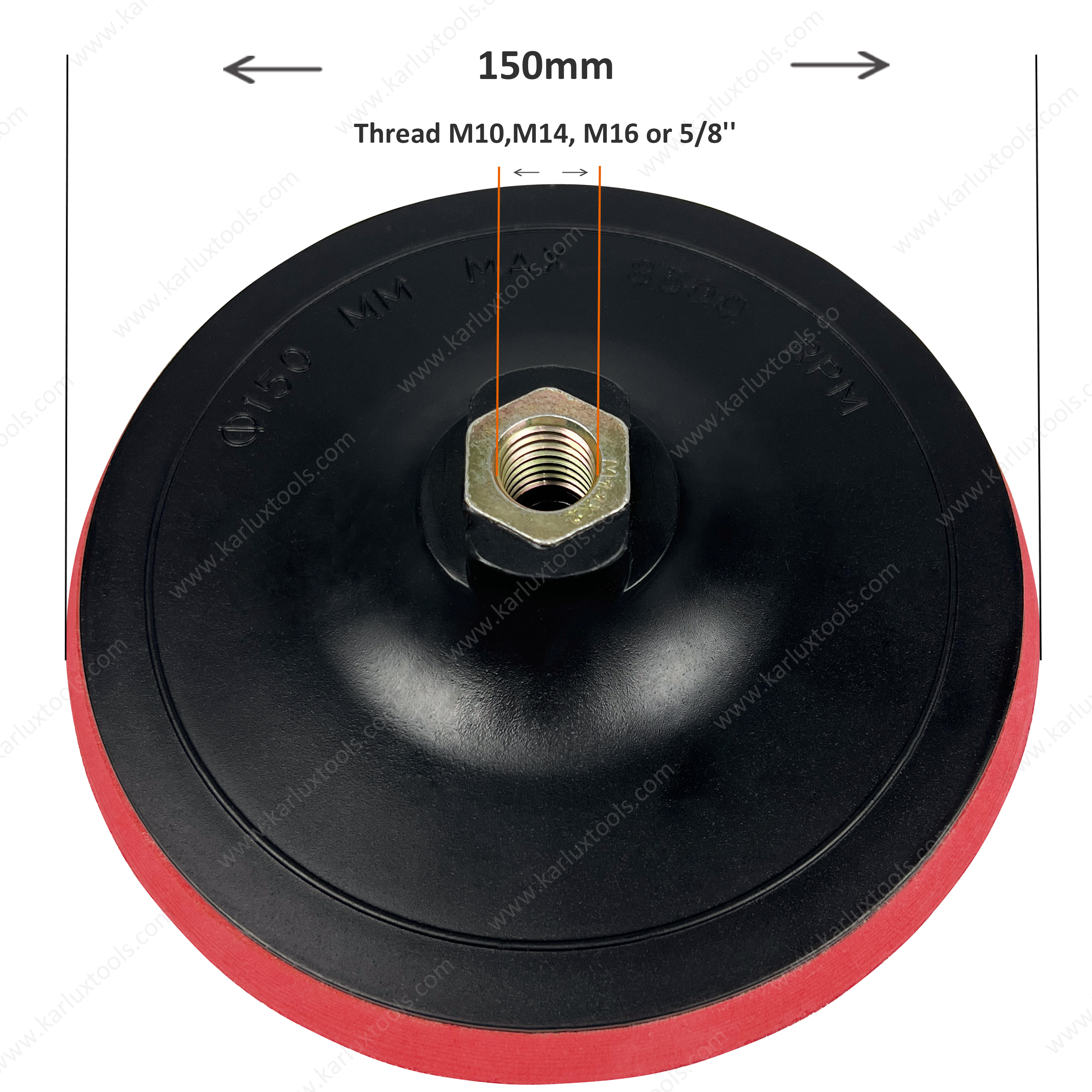 6英寸150mm线M10，M14，M16或5/8 “厚度13.8mm钩子和环路EVA EVA橡胶背垫