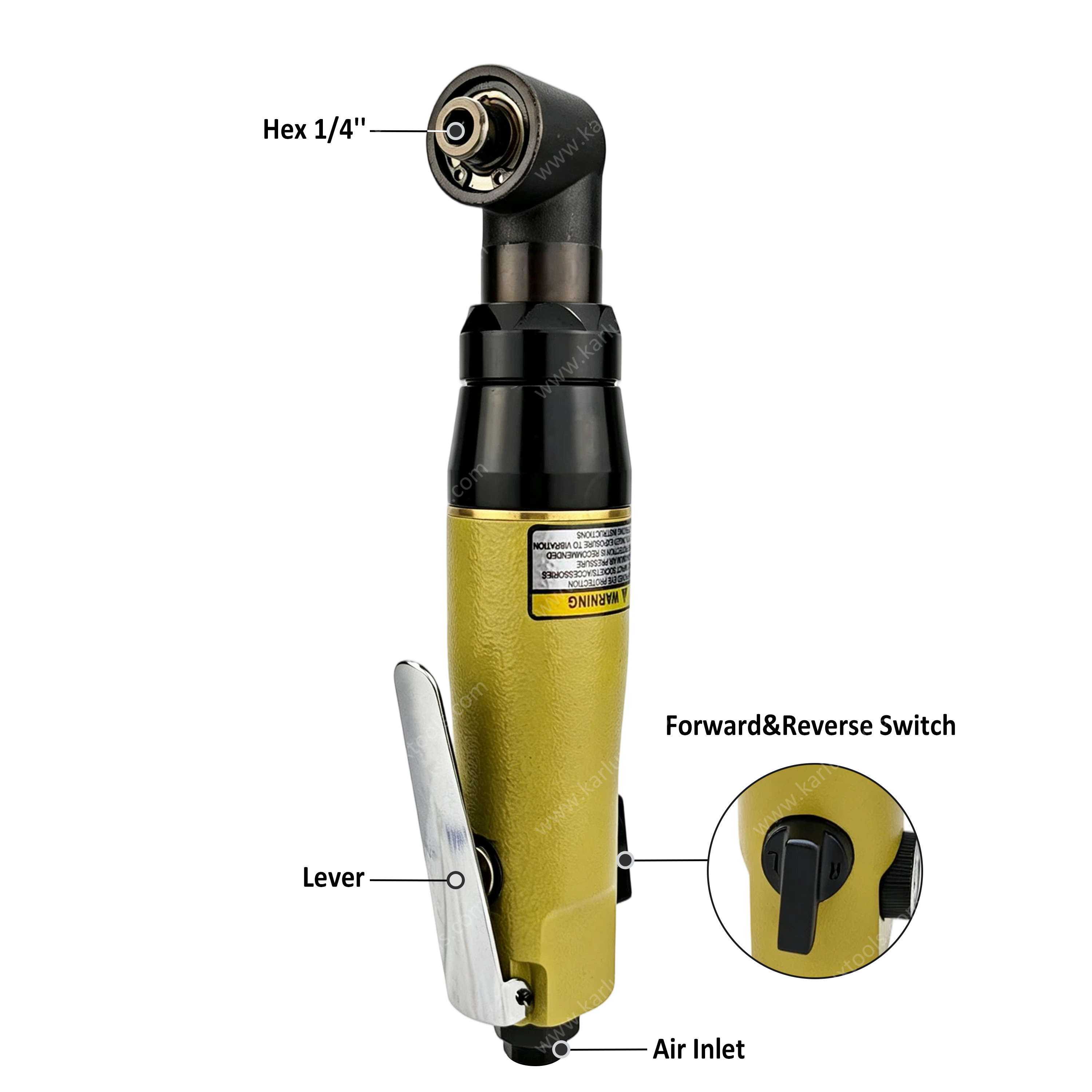60Nm 9000rpm 1/4 英寸 90 度直角 气动螺丝批 重型工业气动螺丝刀组装工具